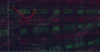 Finansal veri işleme ile ilgili grafik ve güvenlik uyarılarının canlandırılması. Küresel iletişim, iş dünyası, veri güvenliği ve dijital arayüz kavramı dijital olarak oluşturulmuş video.