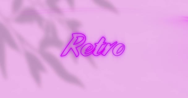 Анімація Рожевого Неонового Ретро Тексту Над Тінями Рожевій Стіні Абстрактна — стокове відео