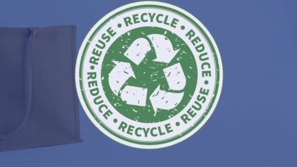 Animation Recycle Reuse Reduce Shopping Bag Eco Awareness Recycling Concept — Stok video