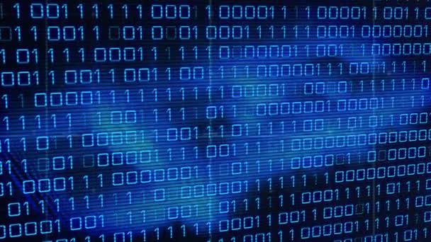 Animation Binary Code Blue Lines Black Background Computers Programming Technology — Vídeo de stock