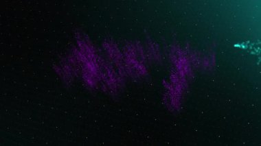 Nft metninin koyu arkaplanda parlayan mor ışıklarla canlandırılması. Dijital olarak oluşturulmuş küresel bağlantılar, veri işleme ve dijital arayüz kavramı.