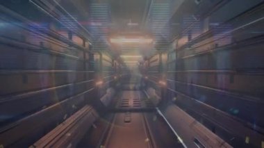 Hareket halindeki tünelde ışık animasyonu. Disko, parti, eğlence ve şimşek konsepti dijital olarak oluşturulmuş video.