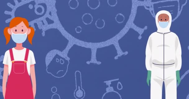 Анімація Людської Голови Лампочкою Синьому Фоні Концепція Обізнаності Про День — стокове відео