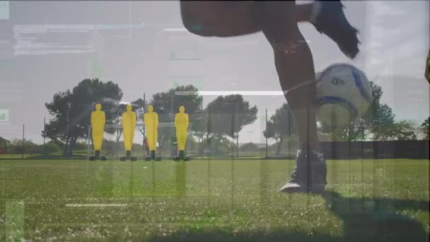 Animation Graphs Financial Data Legs Diverse Male Soccer Players Training — Stock videók