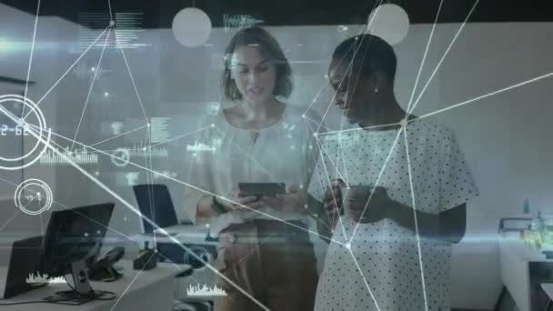 사무실에 동료들에 인맥을 애니메이션으로 네트워크 비즈니스 개념의 디지털 비디오 — 비디오