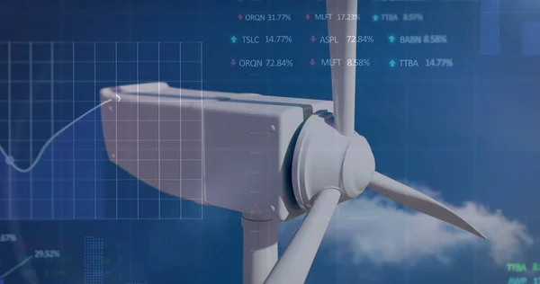 Image Financial Data Processing Wind Turbine Sky Global Business Computing — Stock Fotó
