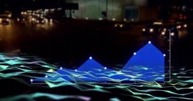 Animation of glowing light trails over man exercising. Global sports and competition digital interface concept digitally generated video.