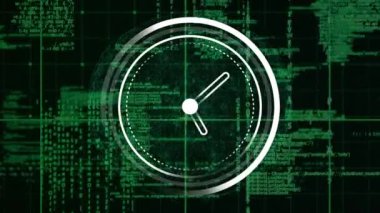 Veri işleme üzerinde taramaların animasyonu. Dijital arayüz teknolojisi ve ağ konsepti dijital olarak oluşturuldu.