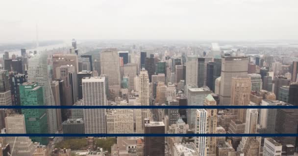Animation Together Stand Text Skyscrapers Modern Cityscape Global Communication Togetherness — Stock Video
