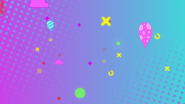Animation Vibrant Geometric Shapes Moving Purple Yellow Background Pattern Colour — Stockvideo