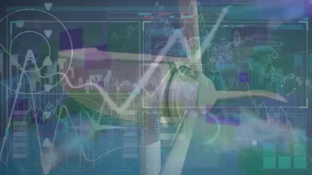 Animation Data Processing Wind Turbine Global Business Computing Digital Interface — Stock Video