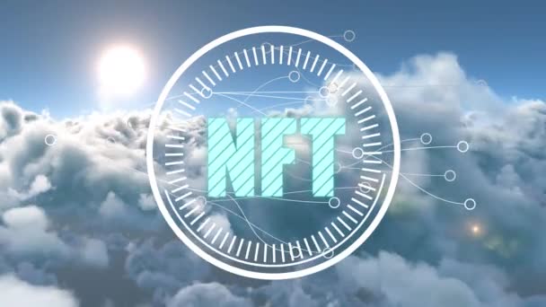 Animation Connections Nft Processing Circle Clouds Digital Resources Network Technology — Stockvideo