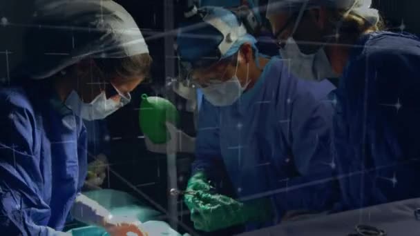 Animatie Van Digitale Interface Chirurgen Operatiekamer Global Medicine Technology Data — Stockvideo