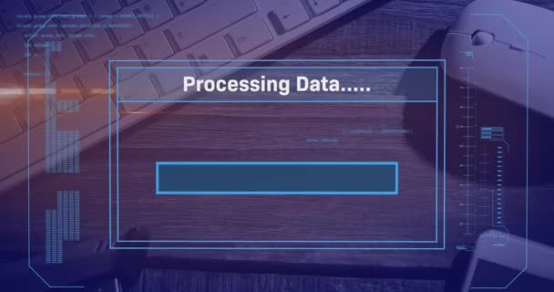 Animation Loading Digital Screen Mouse Keyboard Desk Data Processing Digital — 图库视频影像
