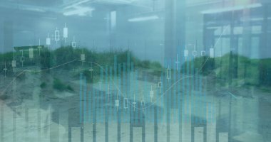 Tarım alanındaki mali veri işleme görüntüsü. Küresel tarım işi dijital arayüz teknolojisi ve dijital olarak üretilen ağ konsepti.