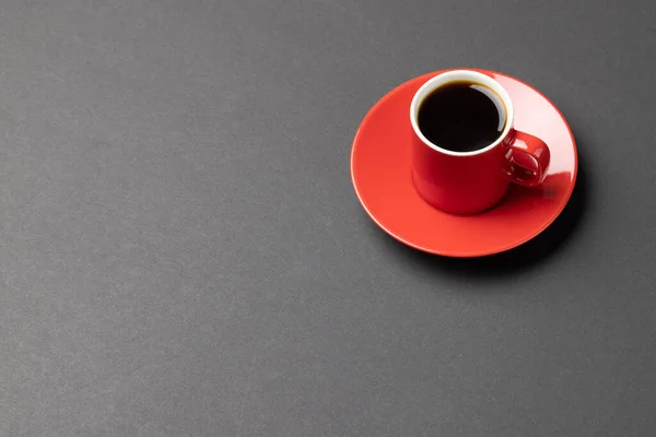 Image Red Cup Hot Black Coffee Black Background Coffee Refreshment — Zdjęcie stockowe