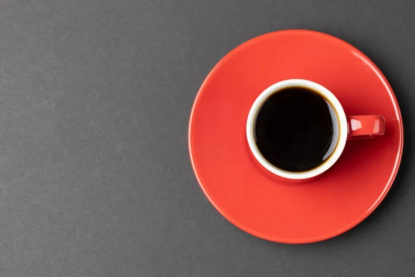 Image Red Cup Hot Black Coffee Black Background Coffee Refreshment — Zdjęcie stockowe