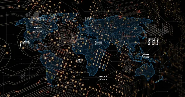 Imagen Del Procesamiento Datos Sobre Fondo Negro Concepto Global Negocio —  Fotos de Stock