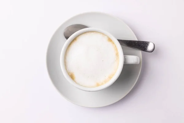 Imagen Taza Café Blanco Con Leche Sobre Fondo Blanco Café — Foto de Stock