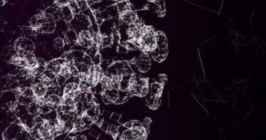 Animation of network of connections with human brain and network of connections. Science and data processing concept digitally generated video.