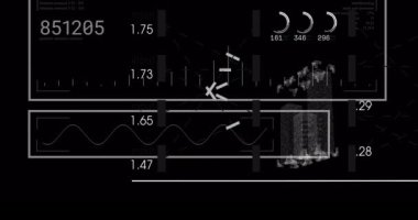 Siyah arkaplan üzerinde dijital veri işleme animasyonu. Dijital olarak oluşturulmuş küresel bağlantılar, teknoloji ve dijital arayüz kavramı.