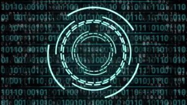 Animation of scope scanning and data processing on black background. Global business, computing and digital interface concept digitally generated video.