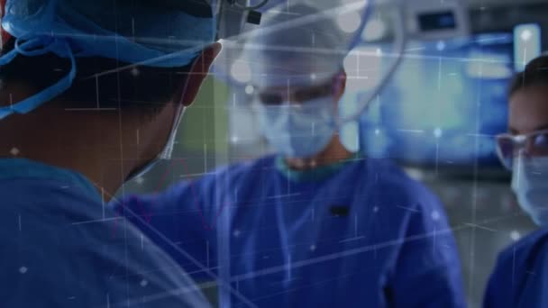 Animation Digital Interface Surgeons Operating Theatre Global Medicine Technology Data — Stok video