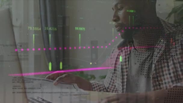 Animation Data Processing Globe African American Businesman Global Business Computing — 비디오