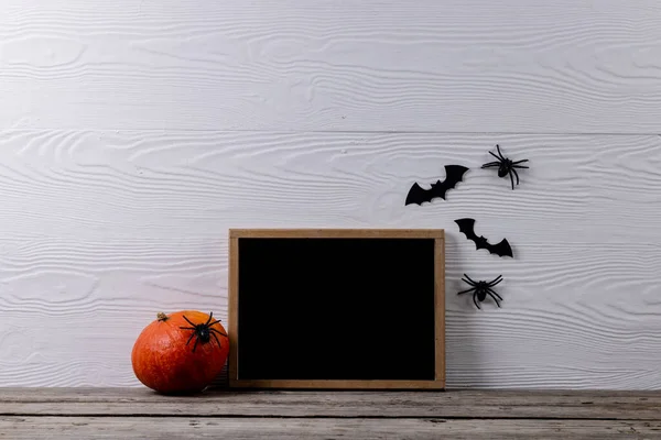 Composition Frame Copy Space Halloween Decorations Pumpkin White Background Halloween — Foto Stock