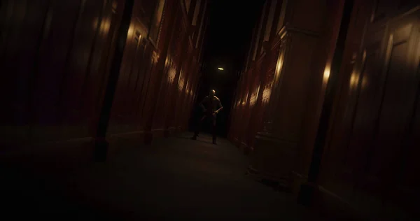 Образ Людини Монстра Темному Тунелі Вражає Жах Страх Ігри Зображення — стокове фото