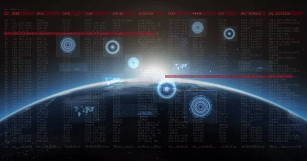 Image Data Processing Screen Scopes Scanning Planet Earth Data Processing — Stock Fotó