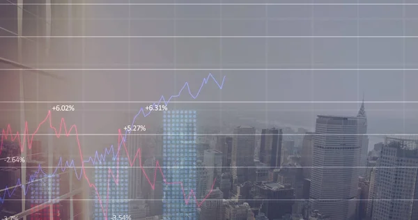 Image Financial Graph Data Processing Cityscape Global Business Finances Data — Stock fotografie