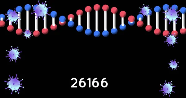 Image Dna Strand Falling Cells Dark Background Global Science Connections — Foto Stock