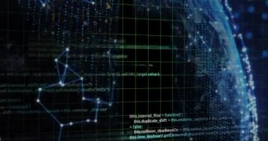 Siyah arkaplanda veri işleme ve şekillerin animasyonu. küresel iş ve dijital arayüz kavramı dijital olarak oluşturulmuş video.