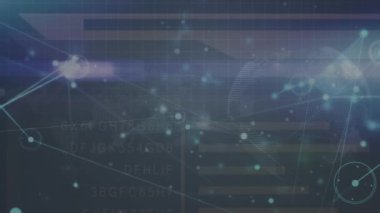 Veri işleme ve dünya üzerindeki bağlantı ağının animasyonu. Küresel iş, bilgisayar ve dijital arayüz kavramı dijital olarak oluşturulmuş video.