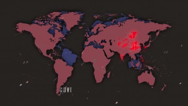 Animation Virus Cells World Map Global Pandemic Digital Interface Concept — 图库视频影像
