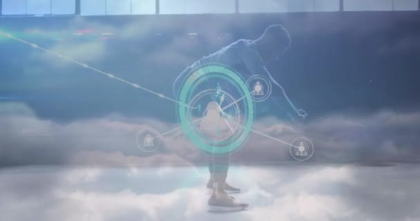 Animation Connections African American Man Exercising Clouds Sport Fitness Connections — Stockvideo