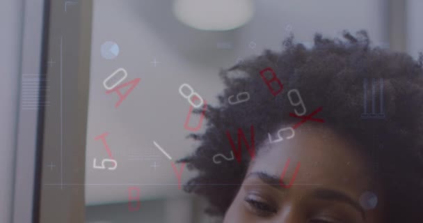 Animação Processamento Dados Sobre Mulher Negócios Afro Americana Conceito Global — Vídeo de Stock