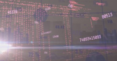 Şehir manzarası üzerinde veri işleme resmi. Küresel bilim, bağlantılar, veri işleme ve dijital arayüz kavramı dijital olarak oluşturuldu.