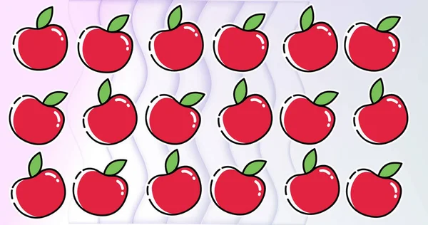 Image Red Apple Repeated Shapes White Background Nature Pattern Colour — Photo