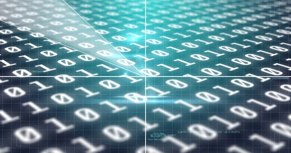 Image of scope scanning over binary coding data processing. global data processing, connections and digital interface concept digitally generated image.