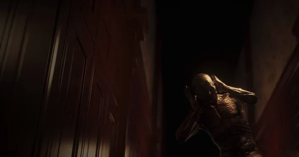 Образ Людини Монстра Темному Тунелі Вражає Жах Страх Ігри Зображення — стокове фото