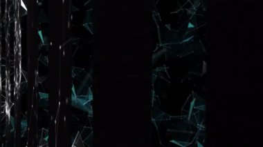 Siyah arkaplanda hareket eden şekillerin animasyonu. Küresel iş ve dijital arayüz kavramı dijital olarak oluşturulmuş video.