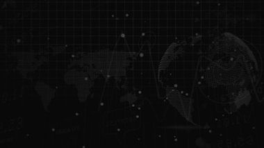 Dünya üzerinde veri işleme animasyonu. küresel iş ve dijital arayüz kavramı dijital olarak oluşturulmuş video.