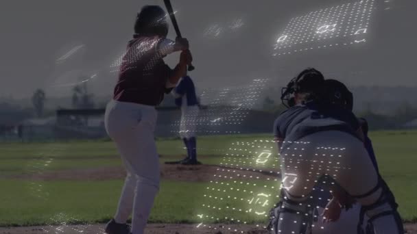 Animazione Dell Elaborazione Dei Dati Diversi Giocatori Baseball Concetto Globale — Video Stock
