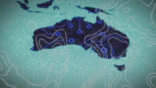 Анімація Інтегральної Схеми Над Всесвітньою Картою Ішепсом Концепція Глобальної Мережі — стокове відео