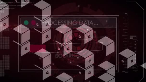 Animation Data Processing Cubes Scope Scanning Global Business Computing Digital — Stock video