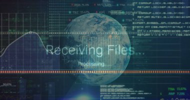 Dünya ve ızgara üzerinde veri işleme görüntüsü. küresel teknoloji, bağlantılar ve dijital arayüz konsepti dijital olarak oluşturulmuş görüntü.