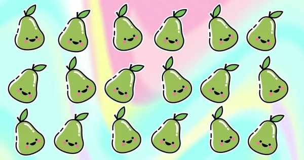Image Green Pear Repeated Colorful Background Nature Pattern Colour Movement — ストック写真