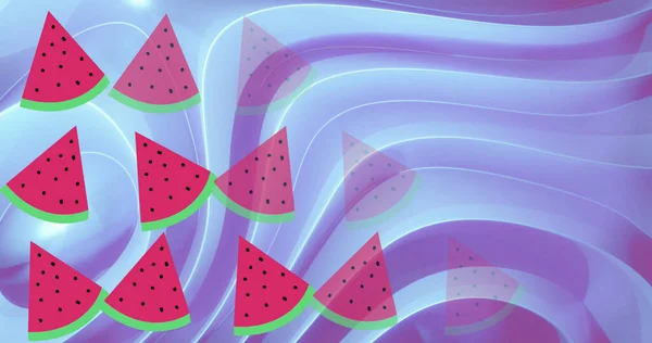 Bild Von Wassermelone Über Formen Auf Blauem Hintergrund Natur Muster — Stockfoto